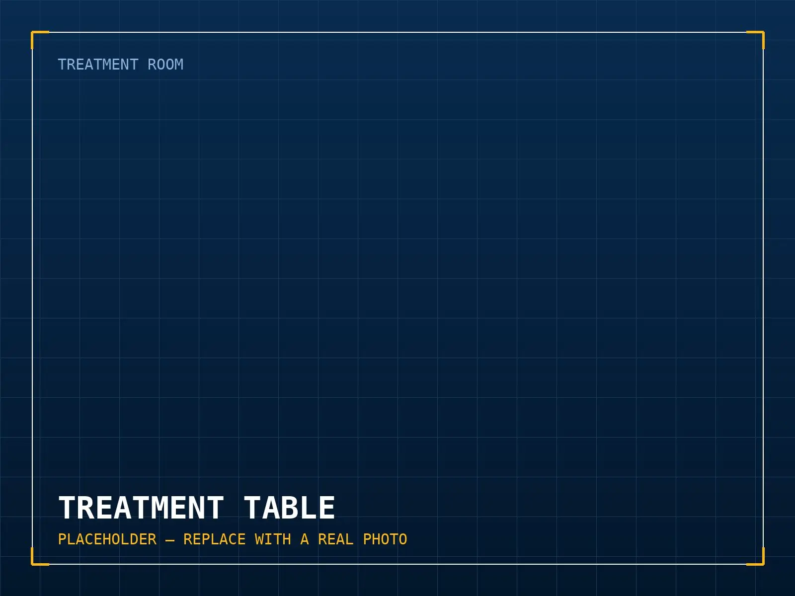 Placeholder image for a photo of the treatment table made up ready for an appointment